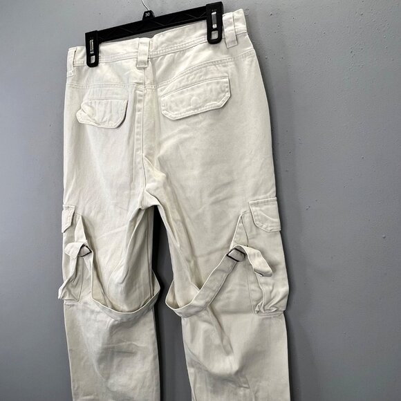 Urban Outfitters Standard Cloth Baggy Loose Cargo Jeans S Strappy Skater Utility - Picture 5 of 9